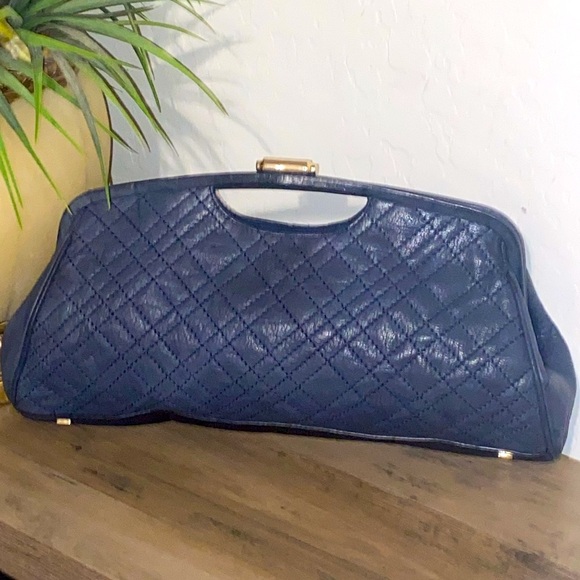 Elliott Lucca Blue Studded Leather Long Clutch EUC - Picture 7 of 13